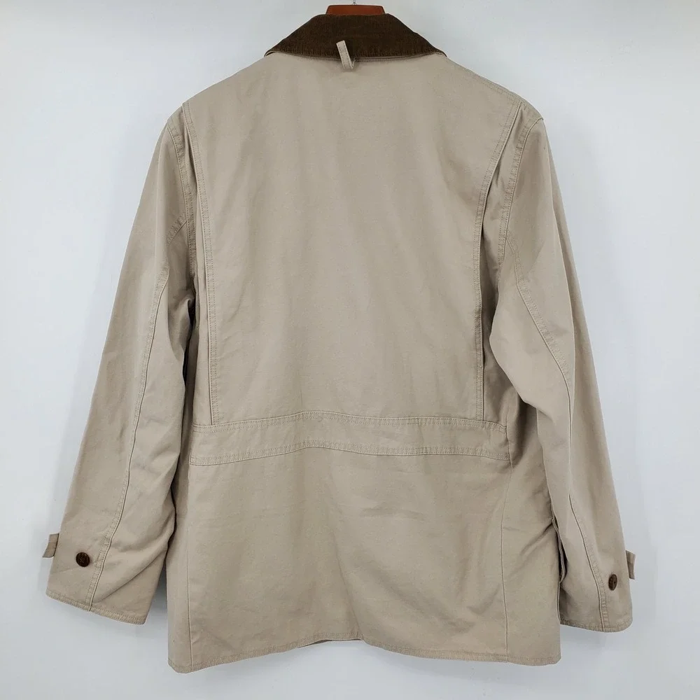 J.Crew Mens 1983 Barn Jacket Scout Khaki Plaid Flannel Line BW485 M Chore Canvas